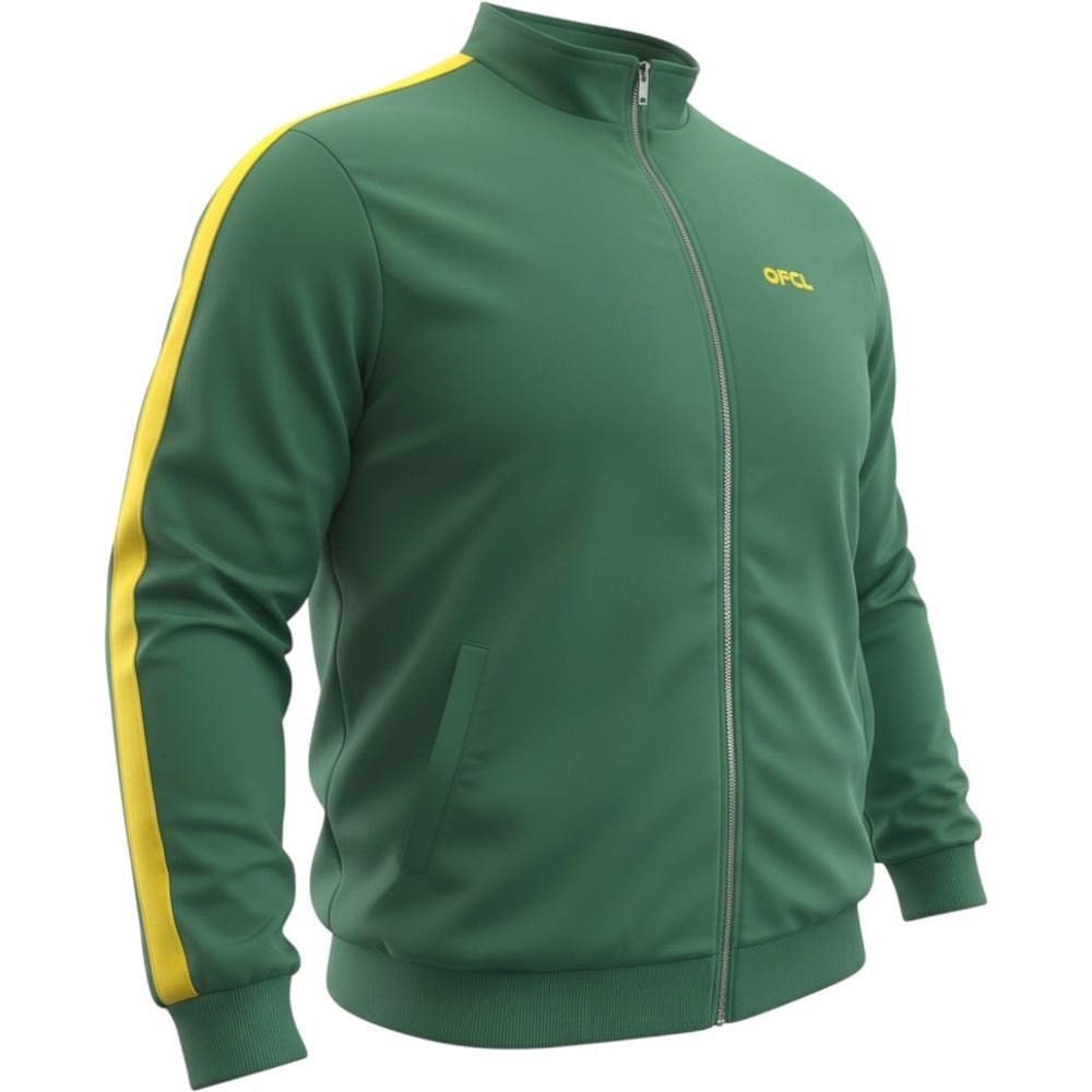 BoohooMAN OFCL Green Yellow Stripe Track Jacket Plus Size 4XL Full Zip Fleece